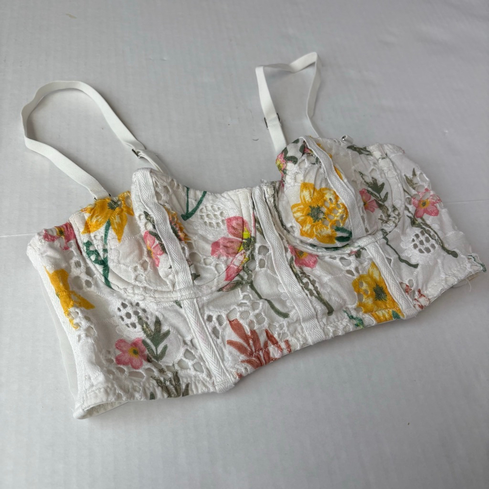 Aerie Show Off Eyelet Unlined Bra Size 32B soft muslin